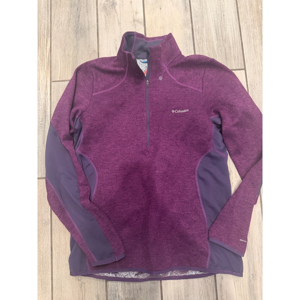 Columbia Womens Omni-Heat Half Zip Pullover Purple Omni-Wick Evap Large